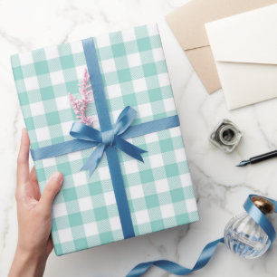 Papel De Presente Faye e Lauren Aqua Xadrez