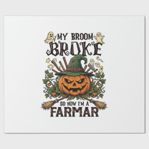 Papel De Presente Fazenda do Varrender Quebrado Abóbora de Halloween