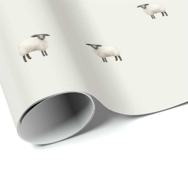 Papel De Presente Fazenda fofa - mini cordeiro ovelha (Ponta do rolo)