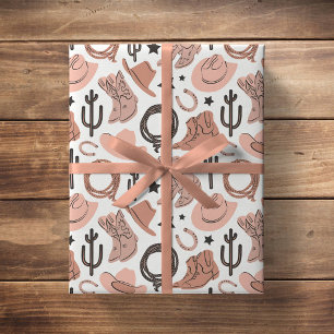 Papel De Presente Fazenda Rodeio Cowboy Ocidental Rancho Sul Neutro
