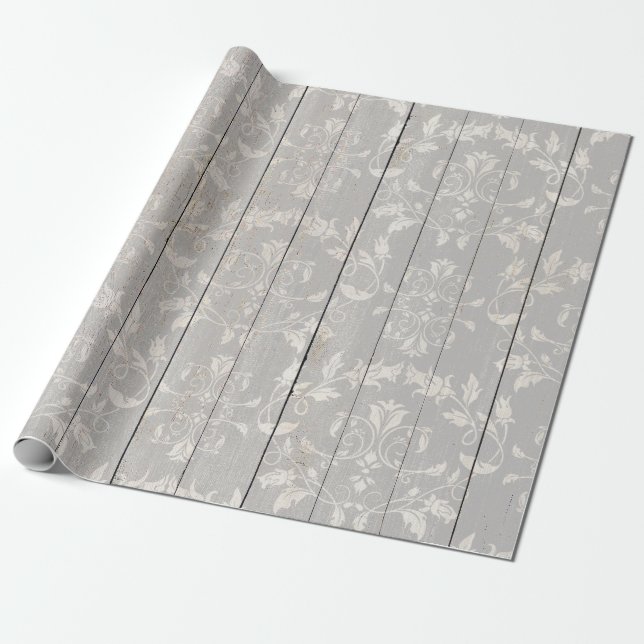 Papel De Presente Fazenda Rústica Shabby Chic Branco Madeira Decorat (Desenrolado)