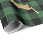 Papel De Presente Fazenda Verde da Xadrez Buffalo Lomberjack Dourado<br><div class="desc">florenceK design elegante e quente Feriados de inverno Feriados de Natal papel de embrulhamento de natal</div>