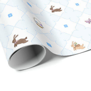 Papel De Presente Fazendo compras em Primavera - Azul