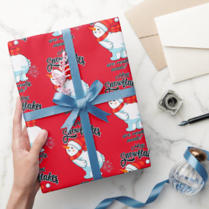 Papel De Presente Fazendo Snowman Fartar Como Os Flocos De Neve São