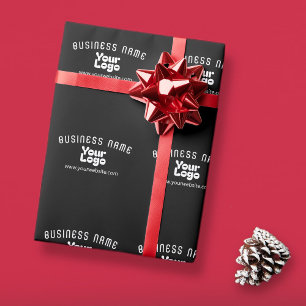 Papel De Presente Fazer upload do logotipo Retro-Moderno Preto e Bra
