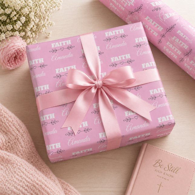 Papel De Presente Fé Personalizada Coração Cristão (Criador carregado)