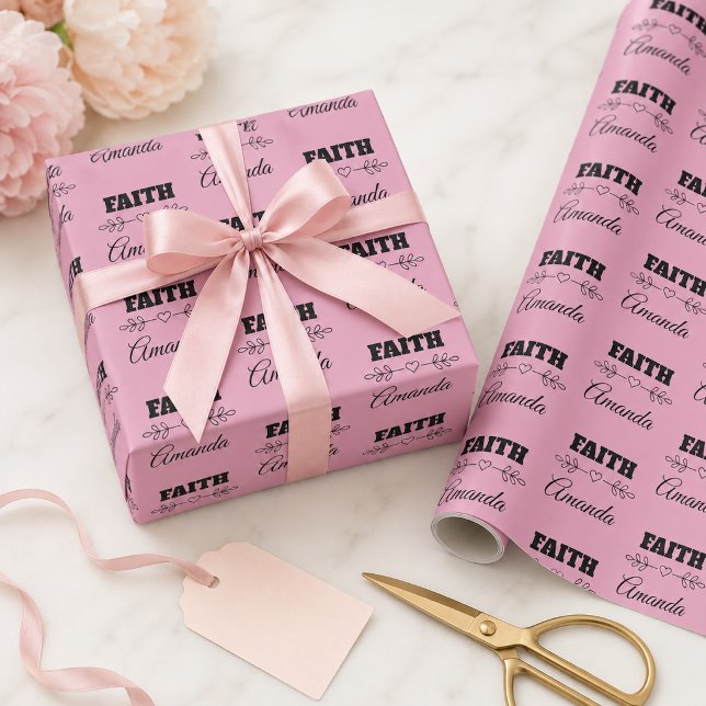 Papel De Presente Fé Personalizada Coração Cristão (Criador carregado)