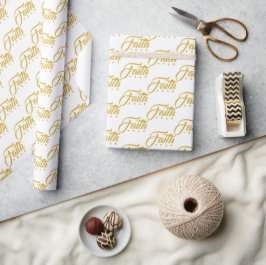 Papel De Presente Fé sobre o medo Dourado e branco