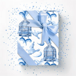 Papel De Presente Feathered Fete in Blue Porcelain