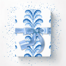 Papel De Presente Feathered Fete Stripe in Blue Porcelain