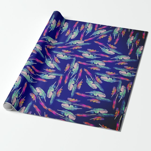 Papel De Presente Feathers boho color (Desenrolado)