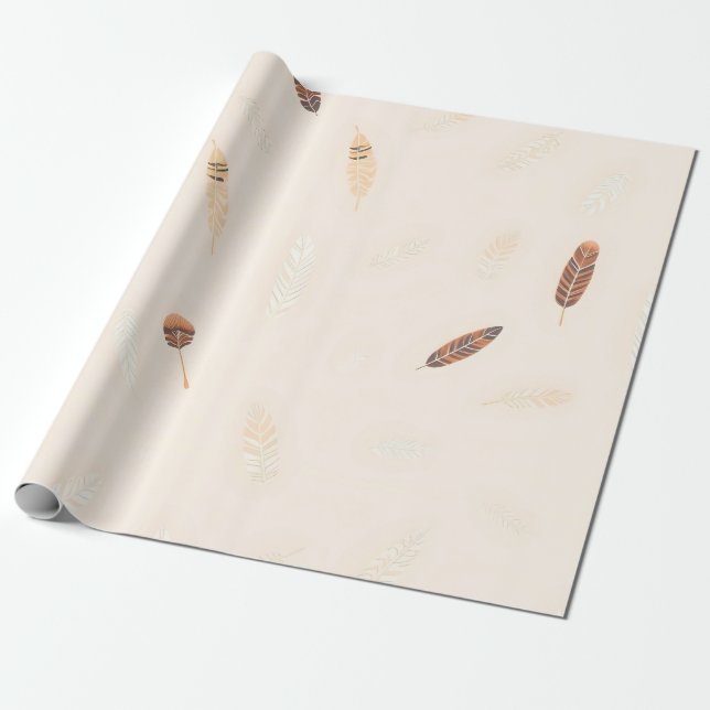 Papel De Presente Feathers Luxury Popular Boho Collection (Desenrolado)