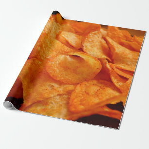 Papel De Presente Feche as suculentas, crocantes, batatas fritas na 
