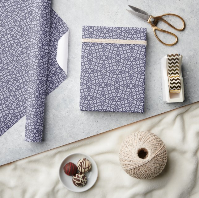 Papel De Presente Fecho de Amêndoa Geométrica Roxo-Dobro Negrito com (Artesanato)