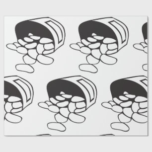 Papel De Presente Feijão Derramado Contorno Preto e Branco