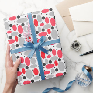 Papel De Presente feijão e ervilha padrão retrô vermelho cinza branc