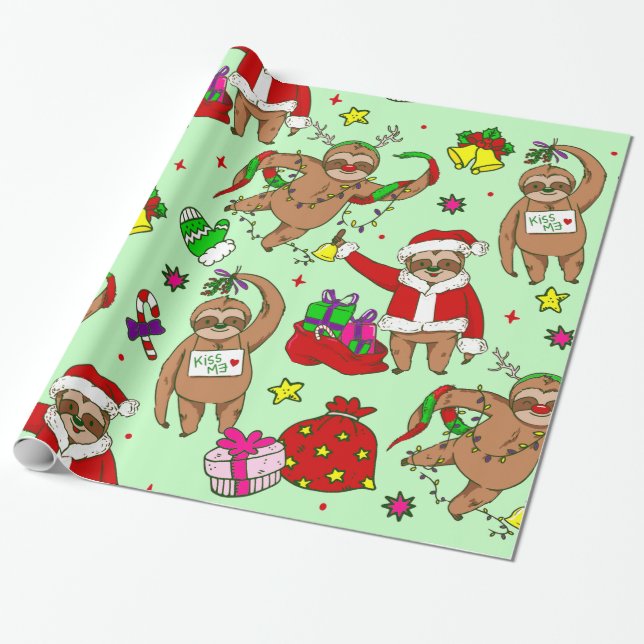 Papel De Presente feio natal santa claus preguiça (Desenrolado)