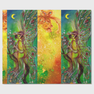 PAPEL DE PRESENTE FEIRA DE NATAL VERDE, ESPUMANTES DOURADOS, SONHAS 