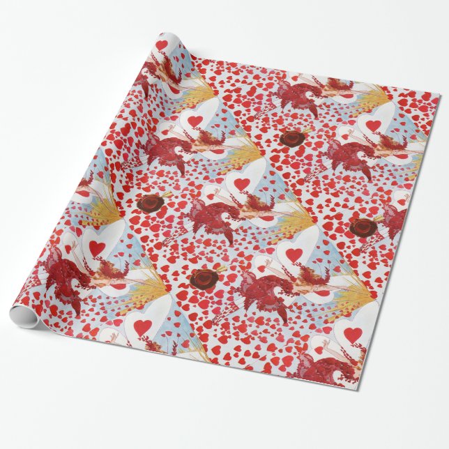 Papel De Presente FEIRA DO namorados COM WAND, SELO DE CERCA VERMELH (Desenrolado)