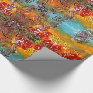 Papel De Presente FEIRAS DE FLORES VERMELHOS Fantasia Floral Natal