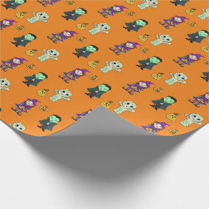 Papel De Presente Feiticeira, Vampiro e Festa Múmia do Halloween