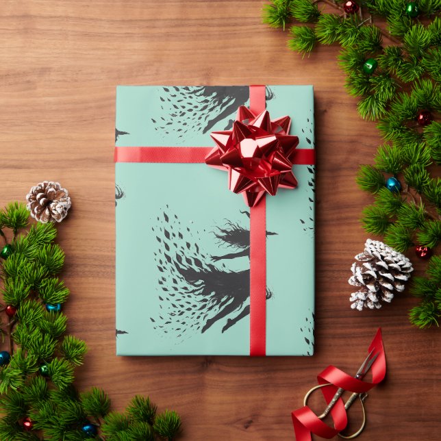 Papel De Presente Feiticeira Voadora Fundo Azul (Presente de Natal)