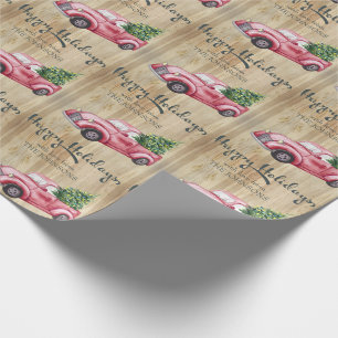 Papel De Presente Félicias Festas Natalinas Caminhão de Natal Vermel