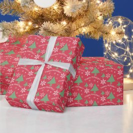 Papel De Presente Félicias Festivas Árvore Fofa e Flocos de Neve