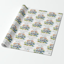 Papel De Presente Felicidade de Nova Casa Aquarela Personalizada