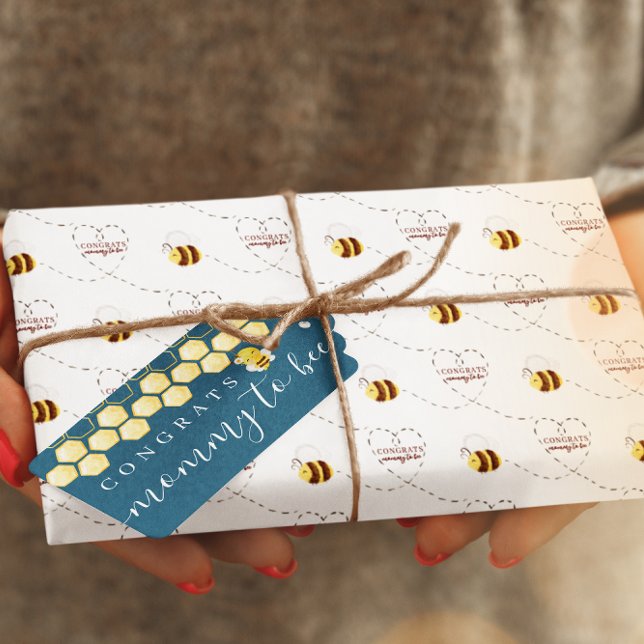 Papel De Presente Felicita A Mamãe De Estar Enrolando Papel (Congratulate the mommy to bee with this cute watercolor bee wrapping paper! Matching collection! )