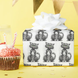 Papel De Presente Felino Louco Em Branco