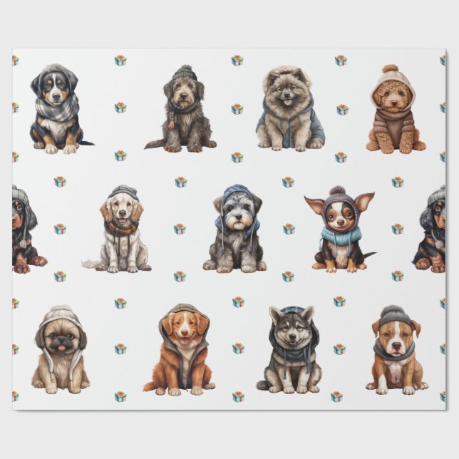 Papel De Presente Felinos Adoráveis Feriado de Natal em Branco (Aberto)
