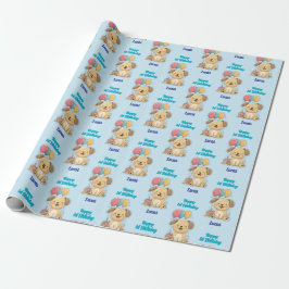 Papel De Presente Feliz 1º Aniversário, Cachorrinho, Menino, Persona