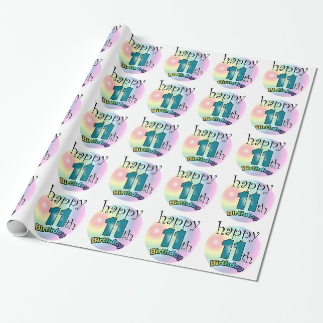 Papel De Presente Feliz 11 Birthday (Desenrolado)