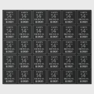 Papel De Presente FELIZ 14 BIRTHDAY; Art Deco Style w/ Custom Name