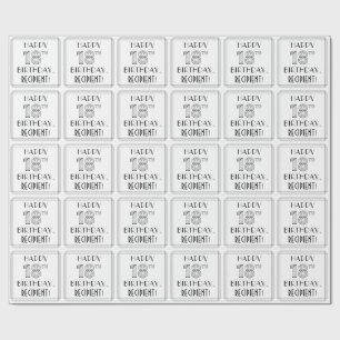 Papel De Presente FELIZ 18.º ANIVERSÁRIO; Estilo de Deco de Arte; No