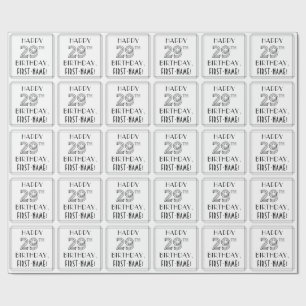 Papel De Presente FELIZ 29.O ANIVERSÁRIO; Estilo de Deco de Arte; No