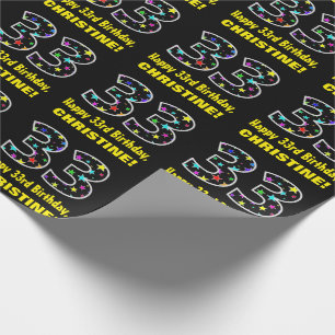 Papel De Presente Feliz 33º aniversário, Diversão de Estrelas Col