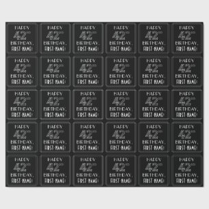 Papel De Presente FELIZ 42º ANIVERSÁRIO; Estilo de Deco de Arte com