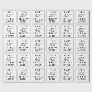 Papel De Presente FELIZ 42º ANIVERSÁRIO; Estilo de Deco de Arte; Nom