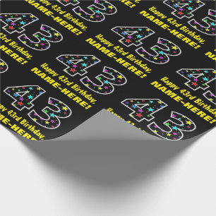 Papel De Presente Feliz 43º aniversário, Diversão de Estrelas Col