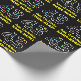 Papel De Presente Feliz 43º aniversário, Diversão de Estrelas Colori