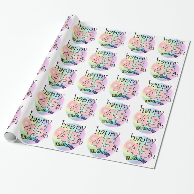 Papel De Presente Feliz 45º aniversário (roze) (Desenrolado)