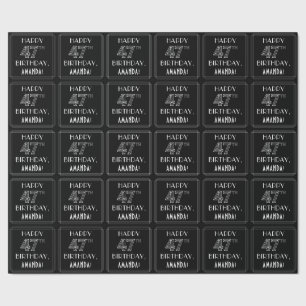 Papel De Presente FELIZ 47.º ANIVERSÁRIO; Estilo de Deco de Arte com