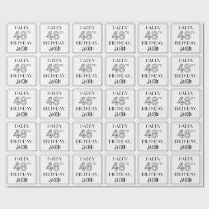 Papel De Presente FELIZ 48.º ANIVERSÁRIO; Estilo de Deco de Arte; No