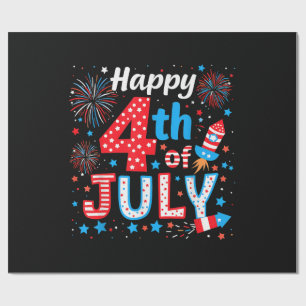 Papel De Presente Feliz 4 de julho Bandeira Americana Patriótica EUA