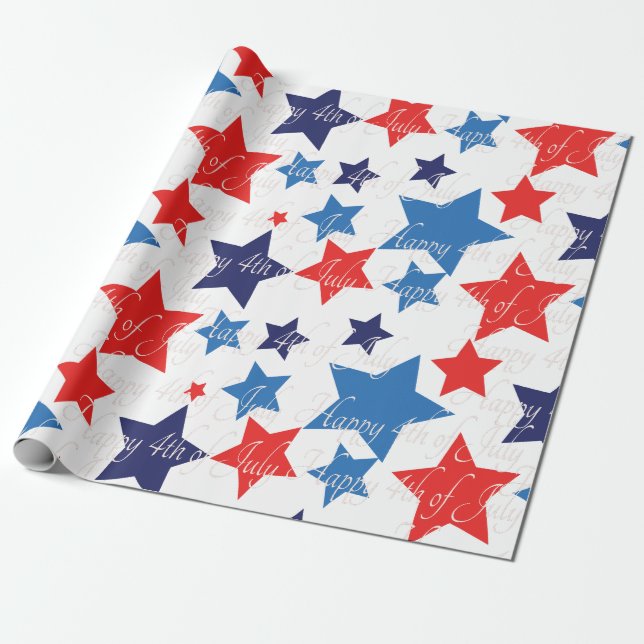 Papel De Presente Feliz 4 de julho / Dia da Independência (Desenrolado)