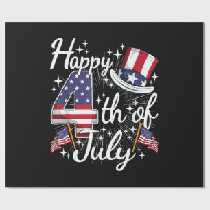 Papel De Presente Feliz 4 de Julho Patriótico Bandeira Americana EUA
