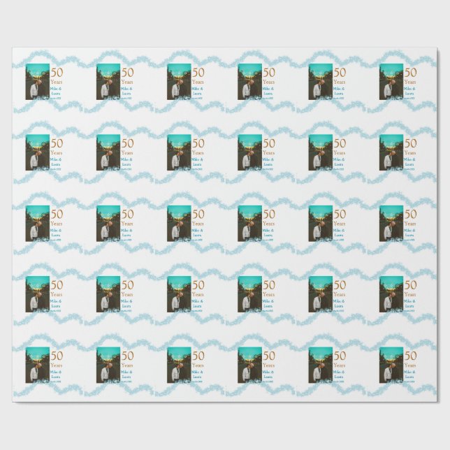 Papel De Presente Feliz 50º aniversário adicionar nome do casal data (Aberto)