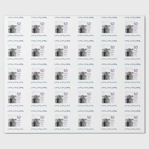 Papel De Presente Feliz 50º aniversário adicionar nome do casal data